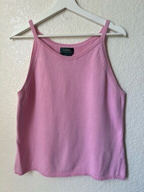 Lauren Ralph Lauren Pink Ribbed Knit Halter Tank Top